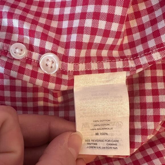 J. Crew Mens Gingham Long-Sleeve Button-Down Oxford Shirt Size M Slim Red/White - Picture 8 of 10